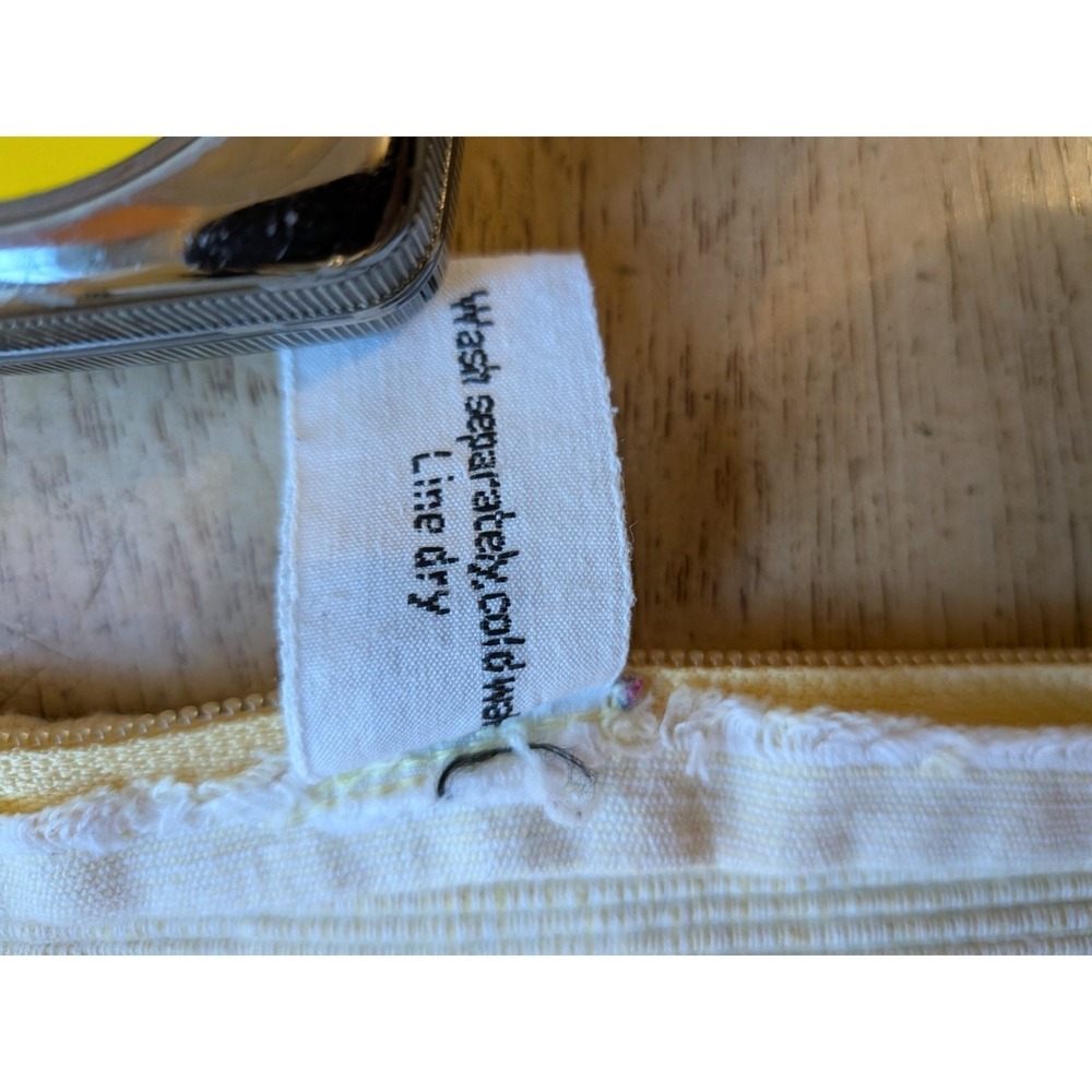 Crate & Barrel Ribbed Cotton Throw Pillow Cover Pale Yellow Cream Square 18x18 - Picture 5 of 7